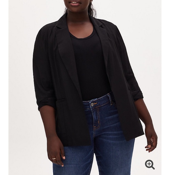 NWT Torrid Sz 3X Black Boyfriend Textured Woven Blazer plus size - Picture 1 of 3